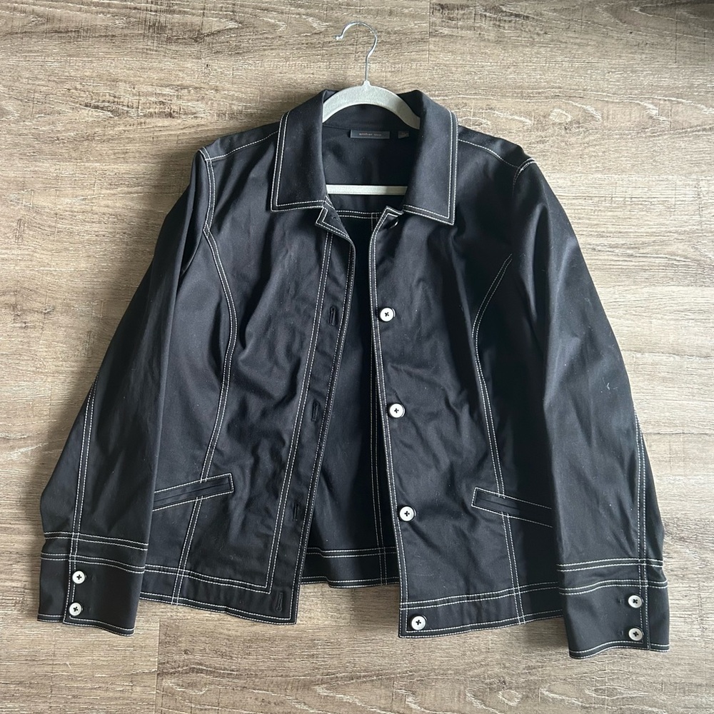 Women's Black Contrast Stitch Jacket Black Moto Jacket